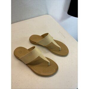 Crocs Tulum Sandals Womens 8 Beige Thong T Strap Flip Flops Slides Beach